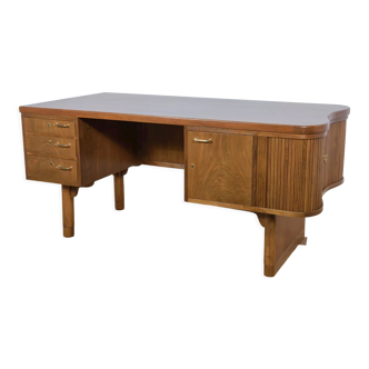 Art deco freestanding walnut desk, 1940s