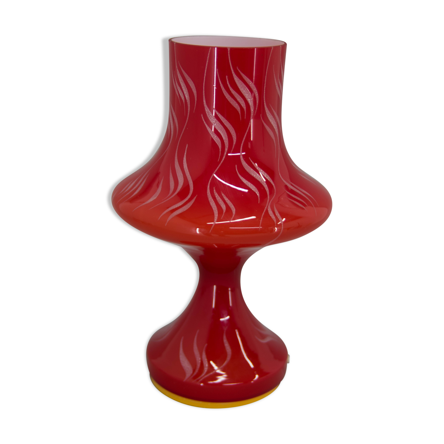 All Glass Red Table Lamp by Valasske Mezirici, 1970s