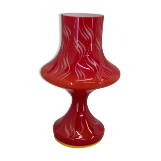 All Glass Red Table Lamp by Valasske Mezirici, 1970s