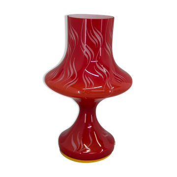 All Glass Red Table Lamp by Valasske Mezirici, 1970s