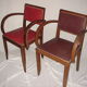 Armchair bridge 1940 Art Deco, wood & red skai