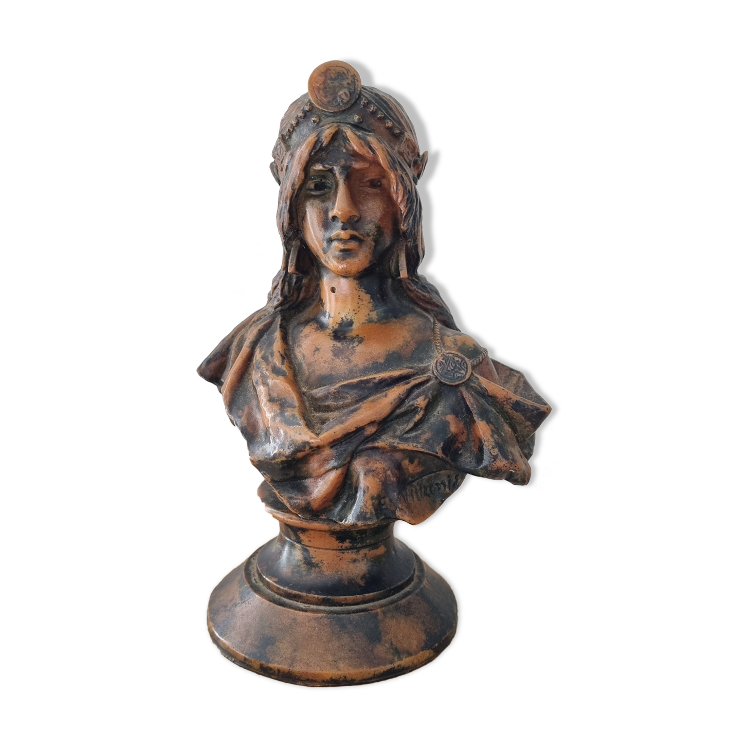 Bronze woman bust Emmanuel Villanis