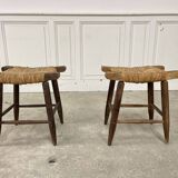 A pair of 1950s straw stools.