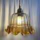 Suspension with vintage amber glass lampshade