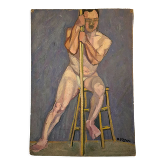 Study of nude with stool 1923