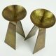pair of mid century modern brass CANDLE HOLDERS from the 1950s / 60s
