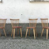 Set of 4 chairs bistro vintage Scandinavian brasserie colorful cake - 1950 1960