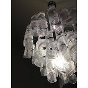 Murano Glass Sputnik Chandelier With Swirling Italian Glass Clear and White