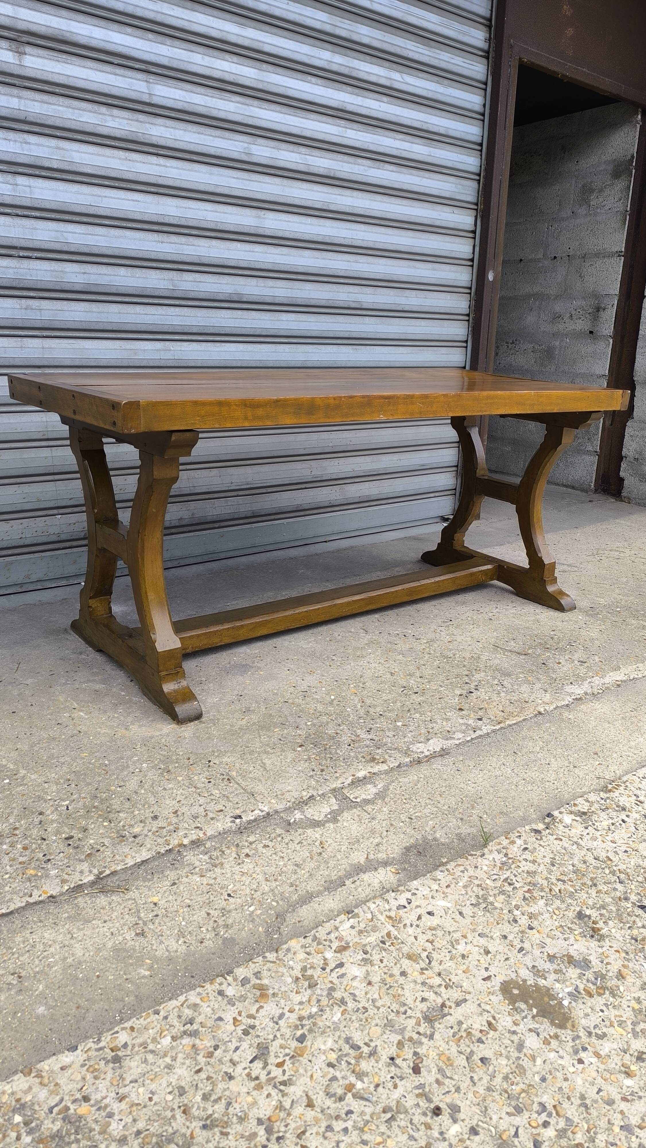 Solid elm farmhouse table, 1920