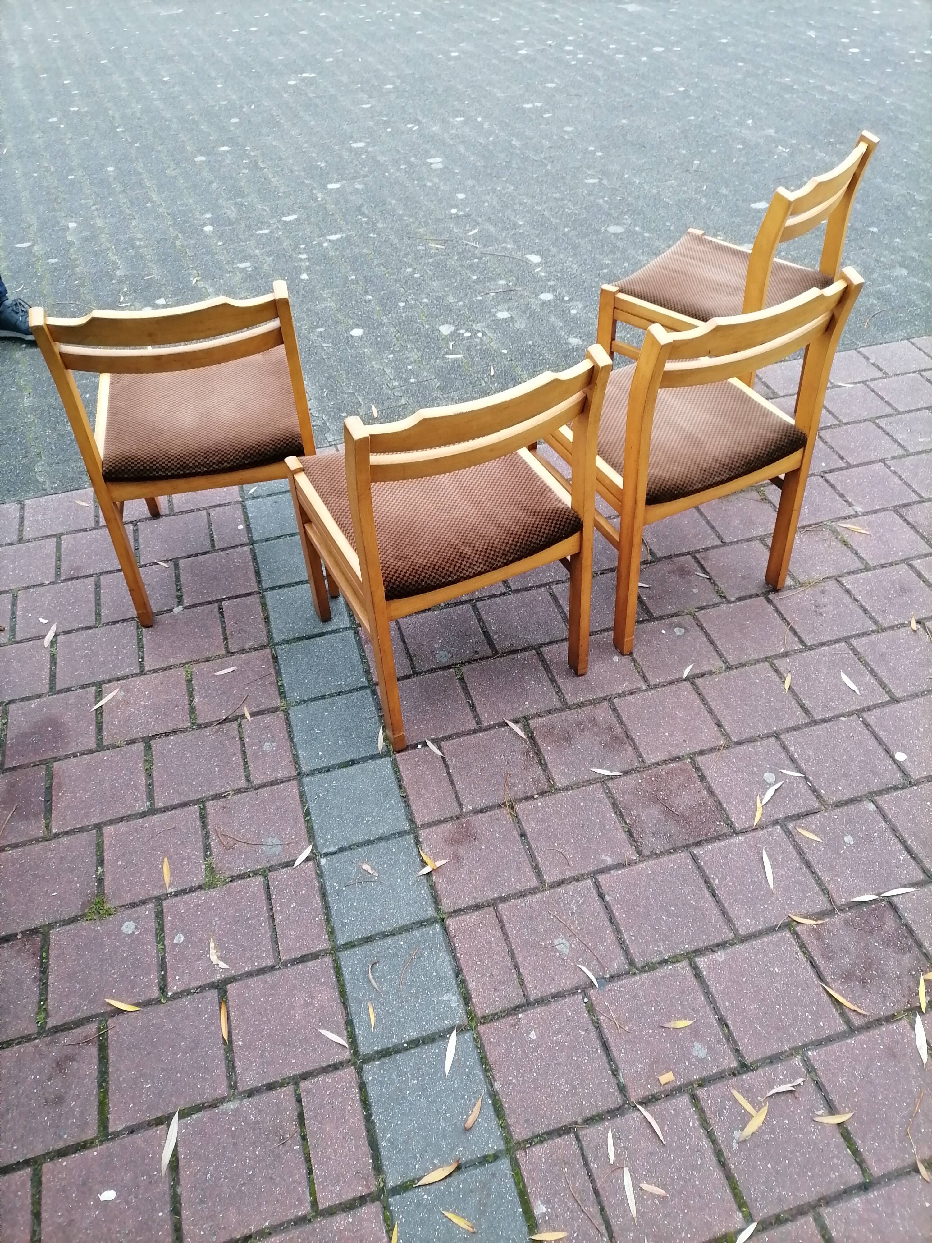 4 old Scandinavian chairs vintage teak 1960