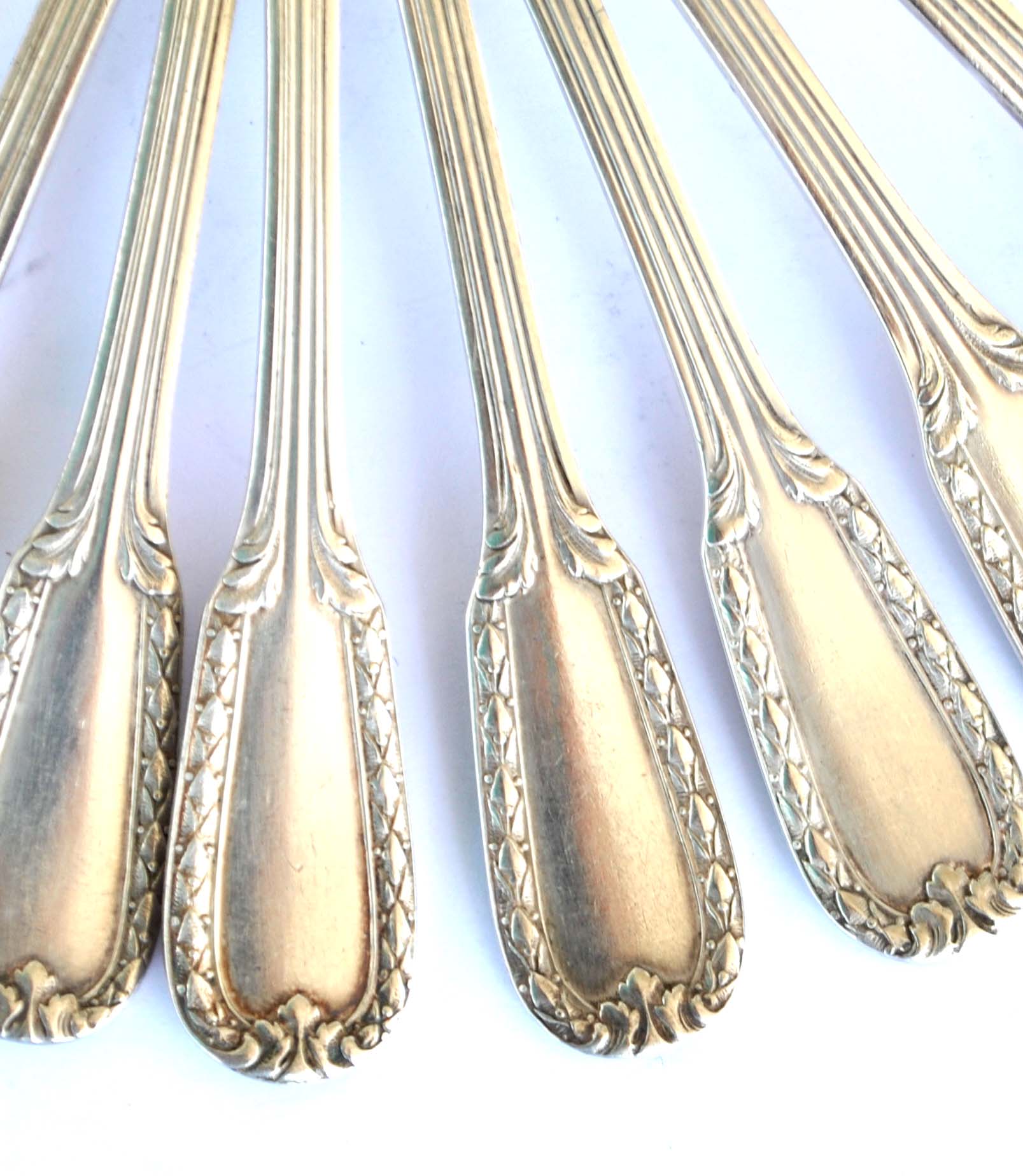 Set of 8 teaspoons in silver metal boulenger rinceaux decoration 14cm