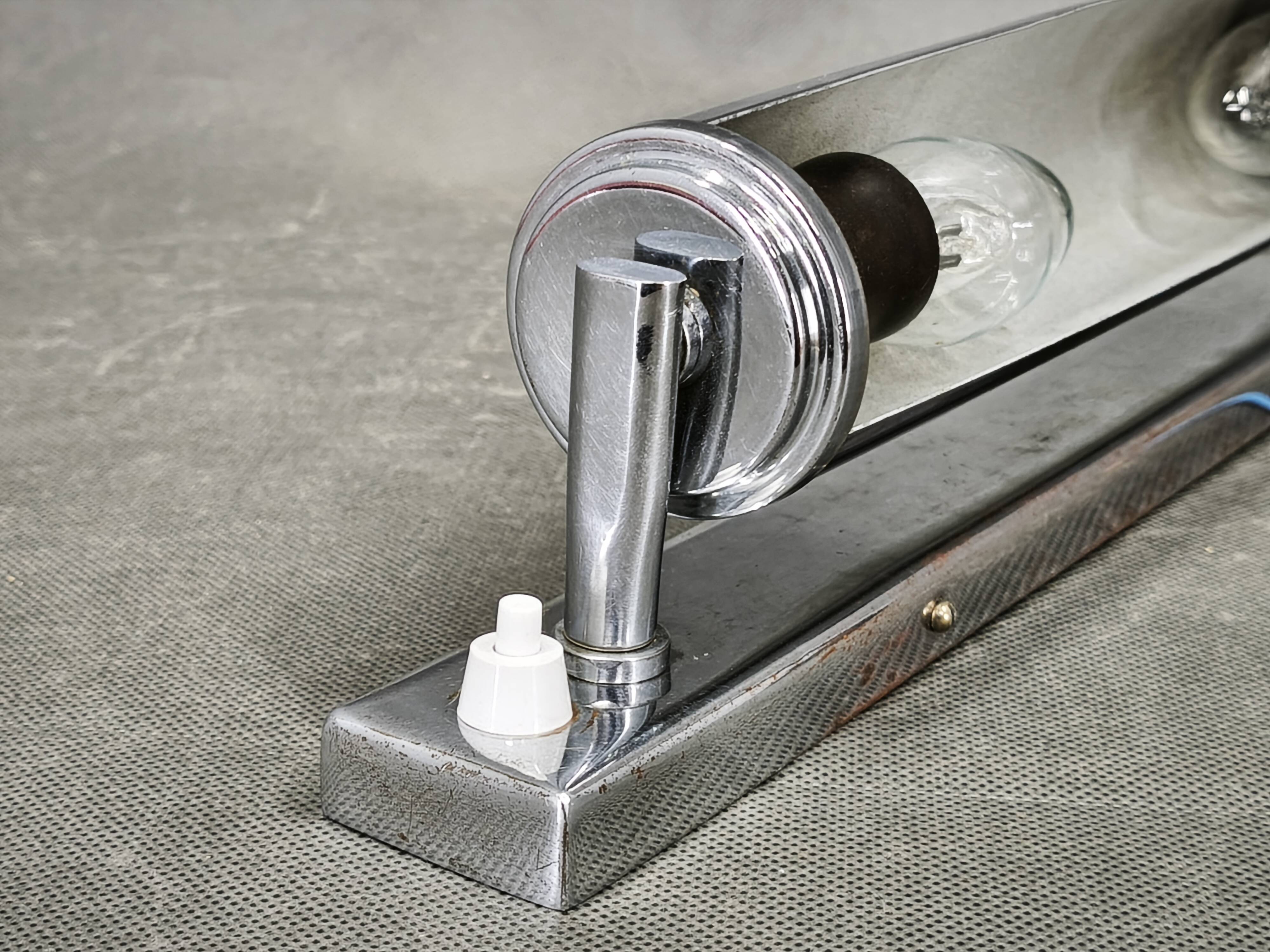 Pair of Bauhaus Chrome Wall Lights by Napako, Czechoslovakia, 1940s