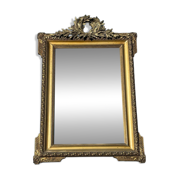 Grand miroir de style Louis XVI en bois et stuc doré – XIXᵉ siècle