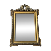 Large Louis XVI style mirror in gilded wood and stucco – 19th century