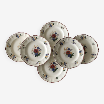 6 large old flat plates in Sarreguemines earthenware