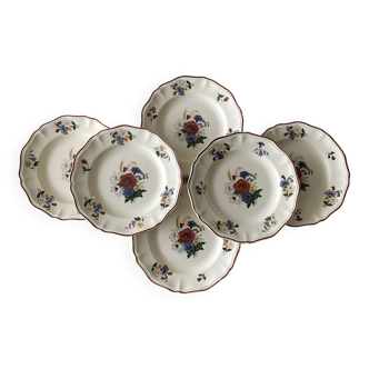 6 large old flat plates in Sarreguemines earthenware