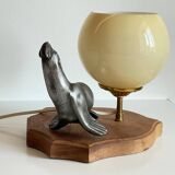 Art Deco Sea Lion blown glass lamp