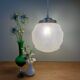 Vintage art deco globe pendant light in frosted glass