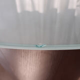 Table eats round standing in oak and shortbread glass