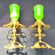 Paire de porte cigares en opaline verte (uranium/ouraline) Napoléon III