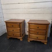 Pair of Louis Philippe style bedside tables in cherry wood.