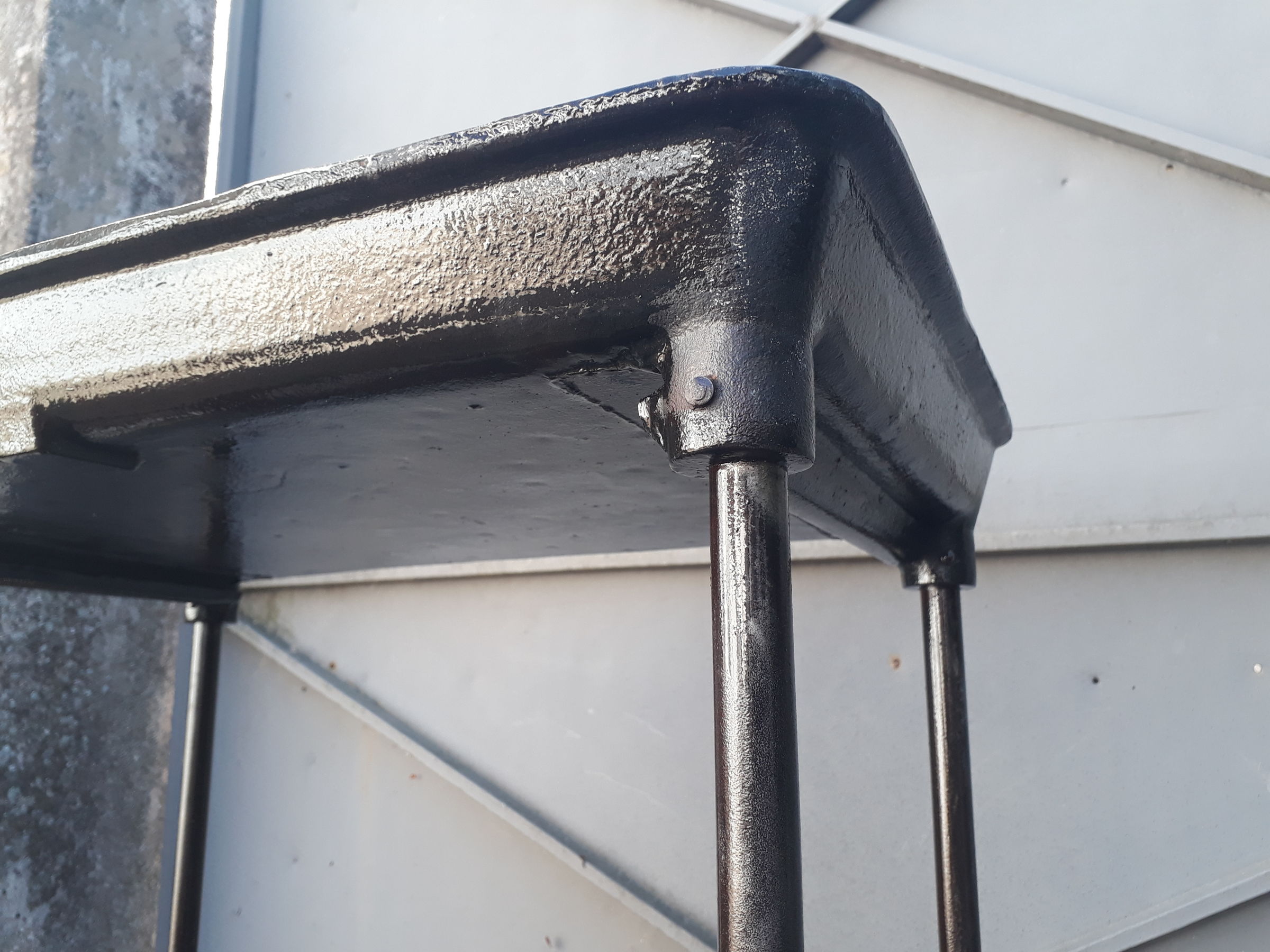 Industrial steel cast iron workshop trolley, 1900