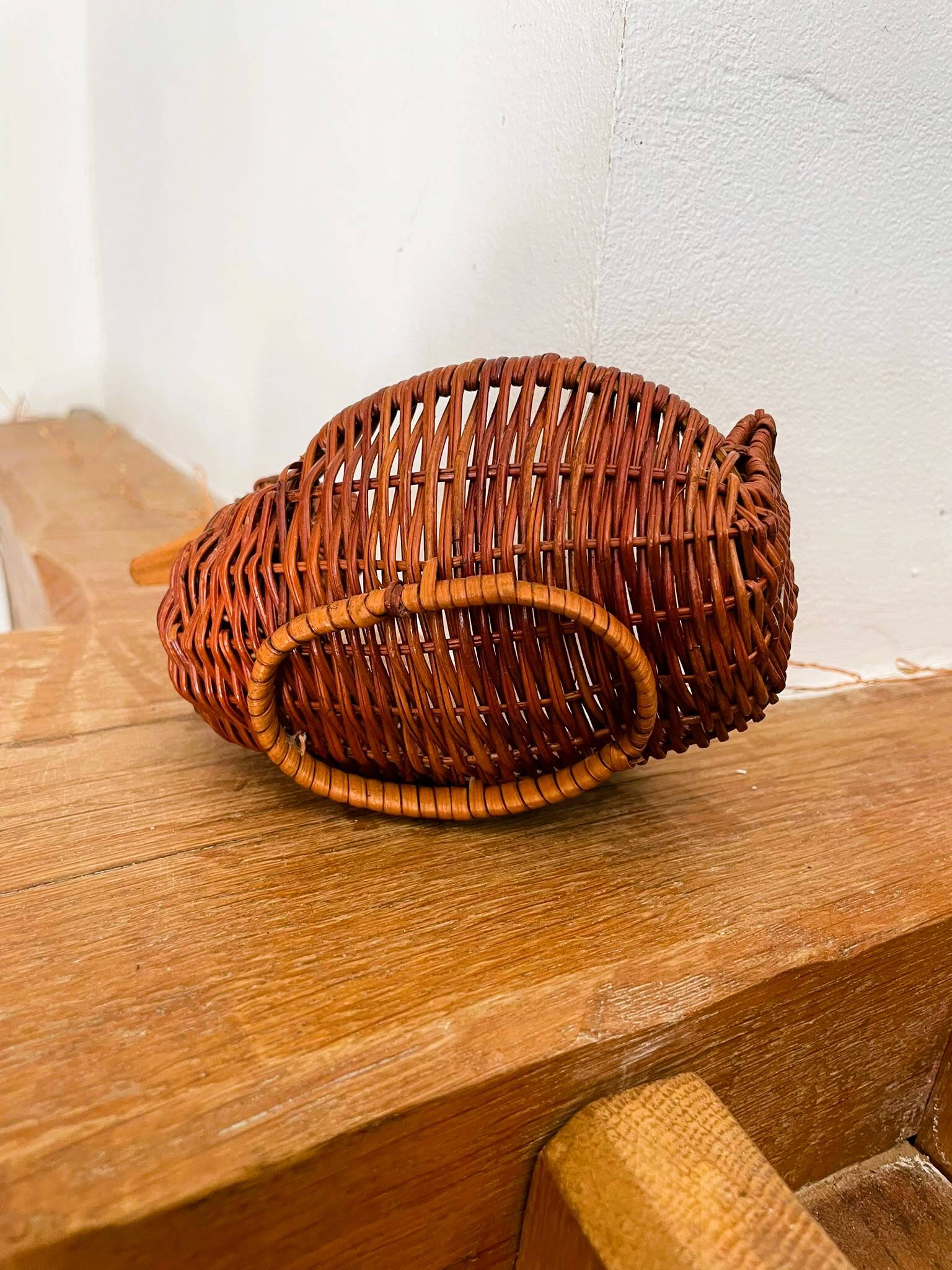 Panière / corbeille en osier en forme de canard (vintage)