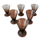 Set of 6 art deco smoked glass glasses