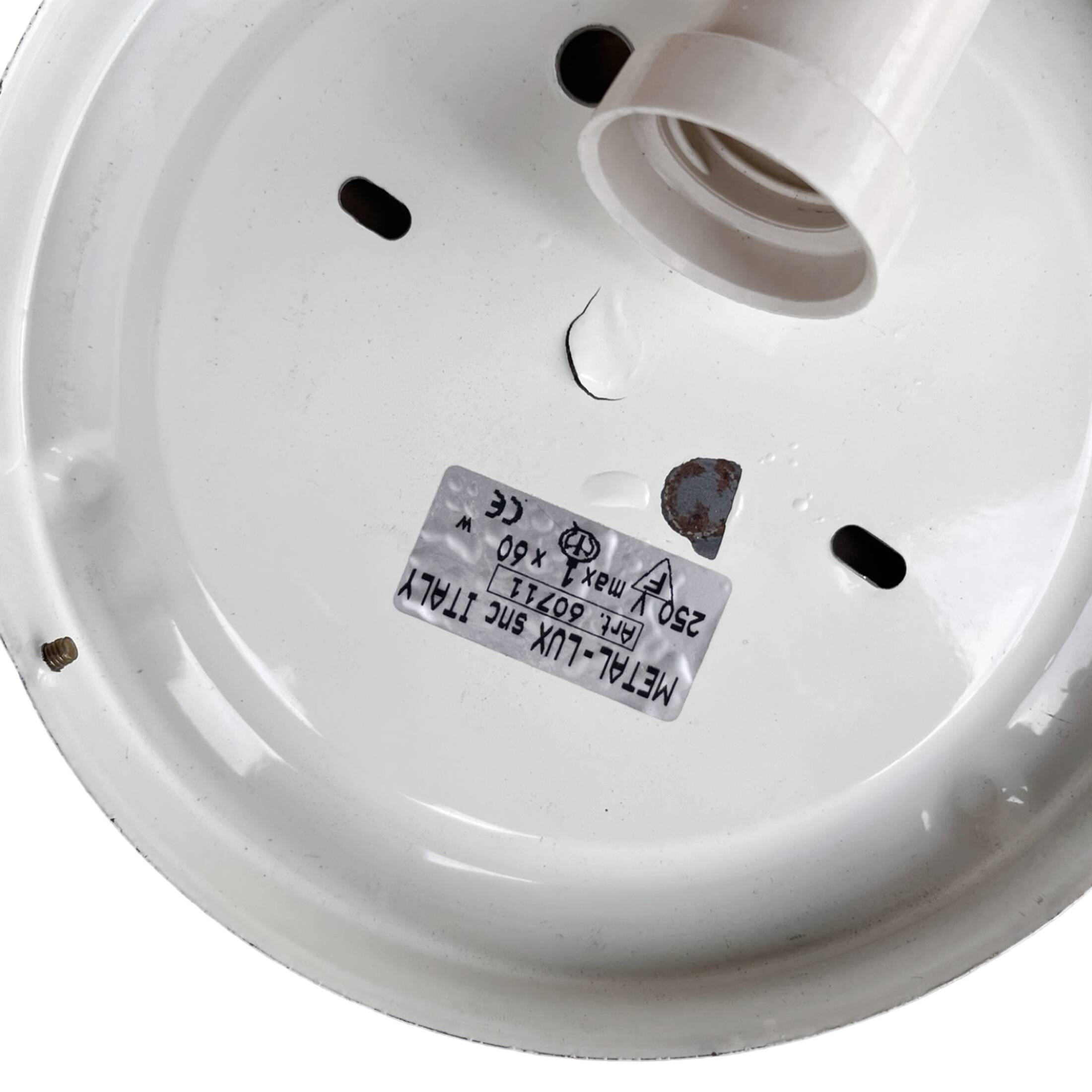 Hollywood Regency Metal-Lux Glass Ceiling Light Italy 1980s