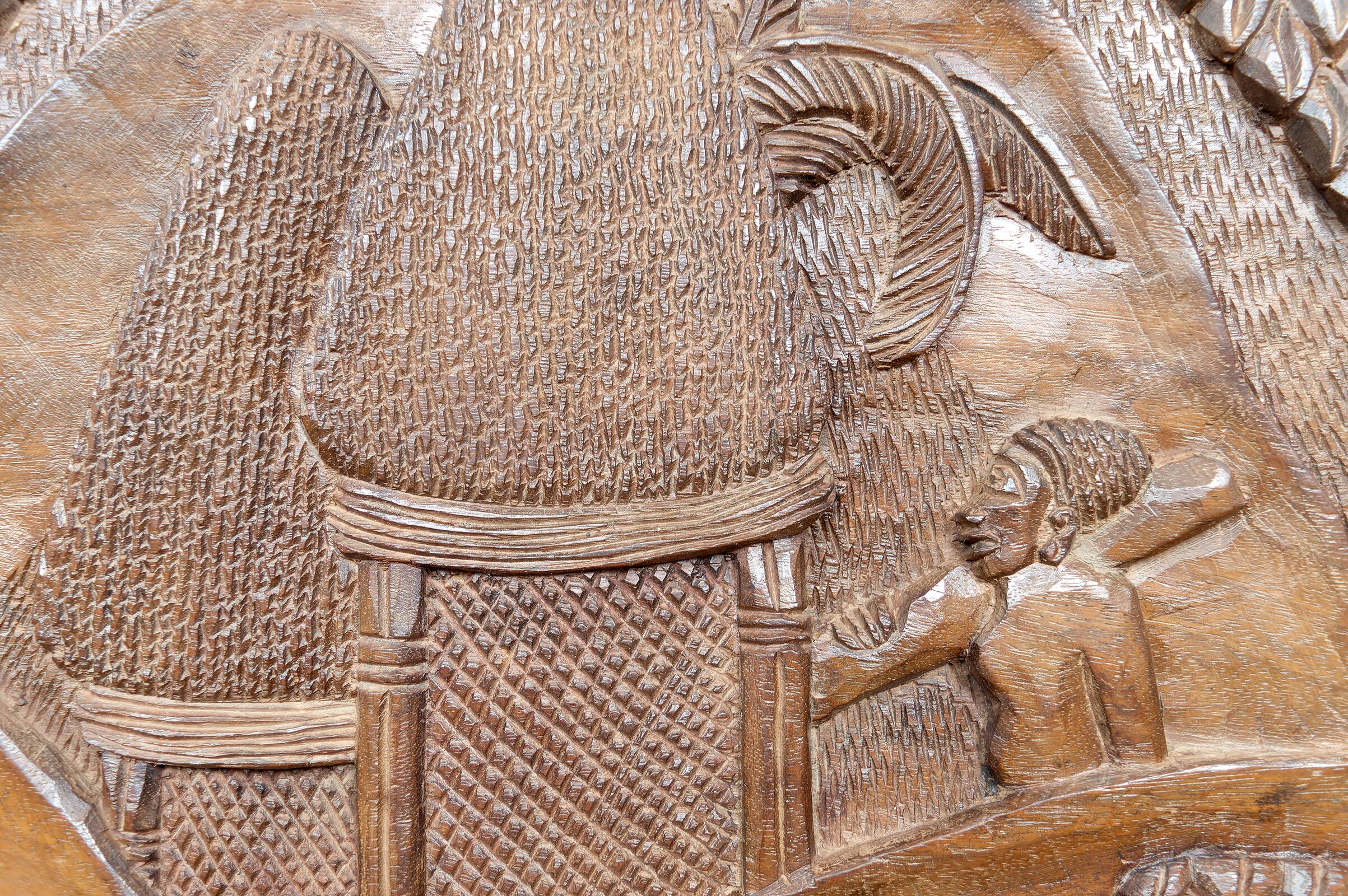 Important Monoxyle Panel, Bamoun Bas-Relief, Cameroon, Circa 1960