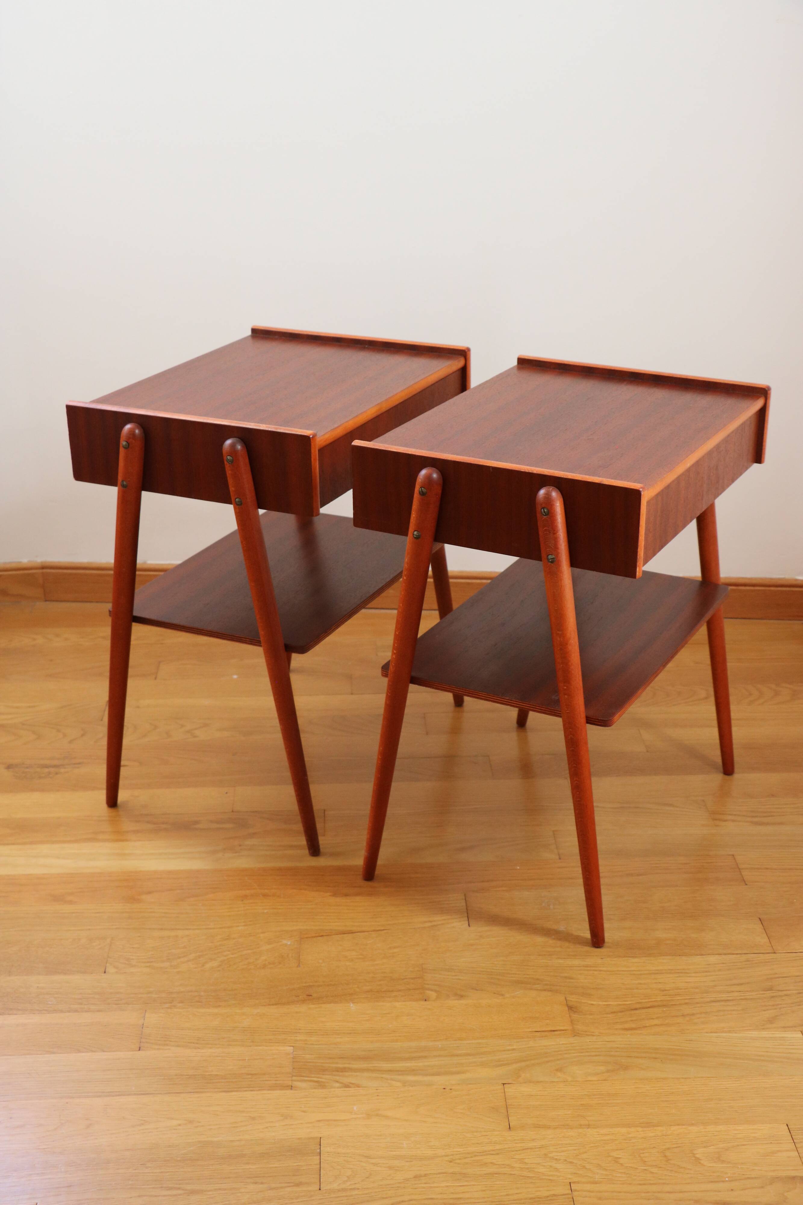 Pair of Scandinavian teak bedside tables, Carlström