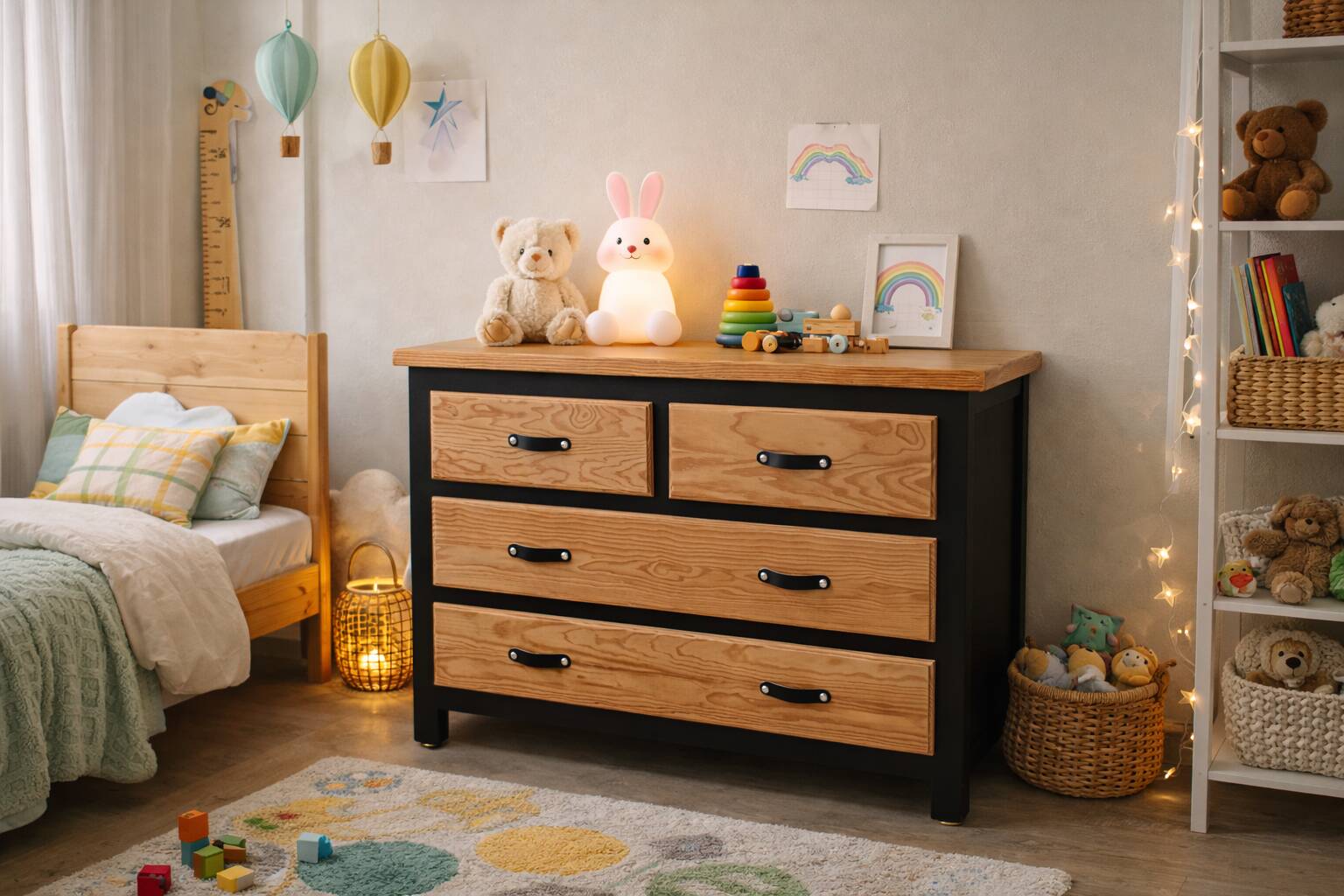 Commode bois massif et noir