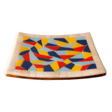 Plate decorated with modernist mosaic in trencadís style (Gaudí. Barcelona). Small tray.