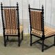 Pair of Napoleon III chairs in turned and blackened wood, late 19th century