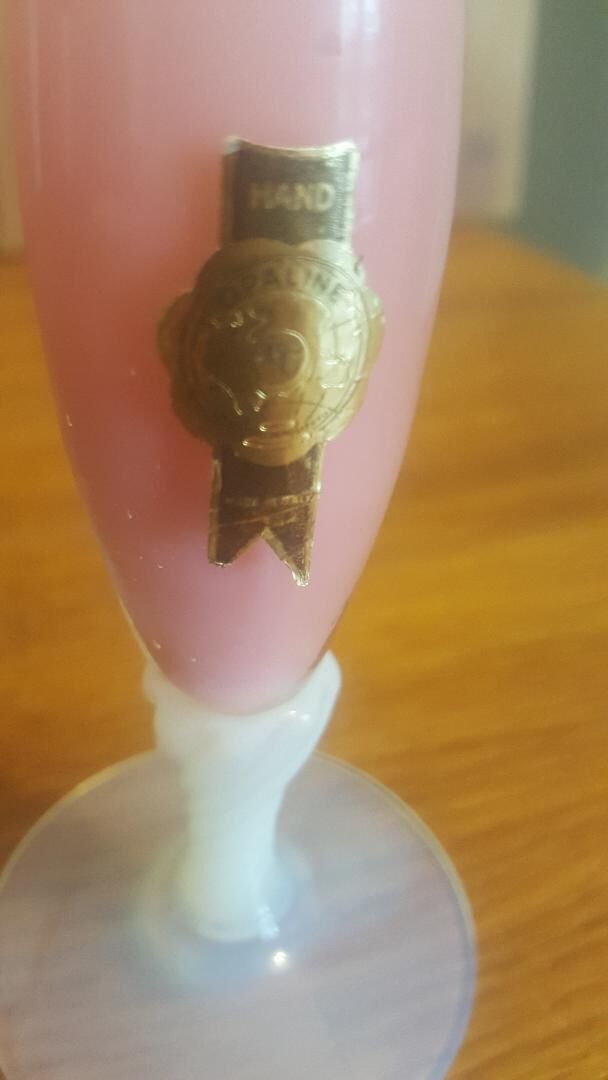 Vintage pink opaline soliflore vase Height 24 cm