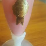 Vintage pink opaline soliflore vase Height 24 cm