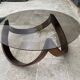 Vintage 1970s organic wood glass round coffee table