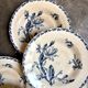 6 deep plates Gien in blue ironstone, "Cactus" service.
