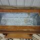 Indoor wooden planter, lyre legs, zinc tray