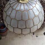 Belle suspension en nacre et laiton de style Tiffany. D:35 cm H25 cm- Fil