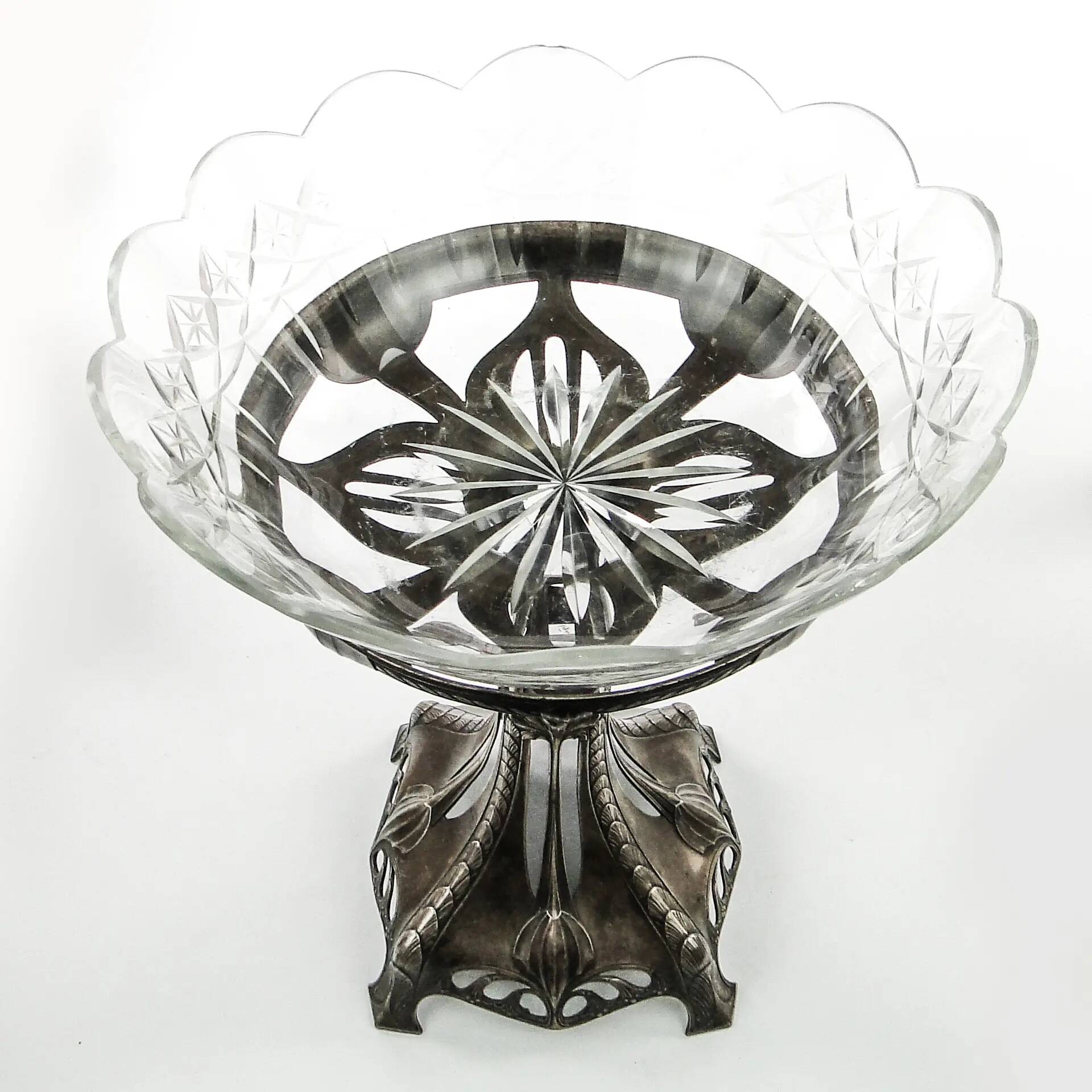 Art Nouveau figural centerpiece, silver-plated pewter, WMF, Germany, early 20th century