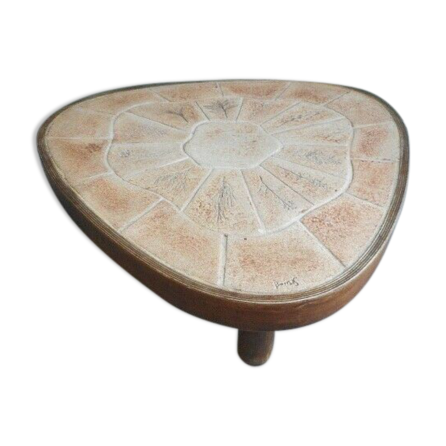 Coffee table signee Barrois faussile vintage