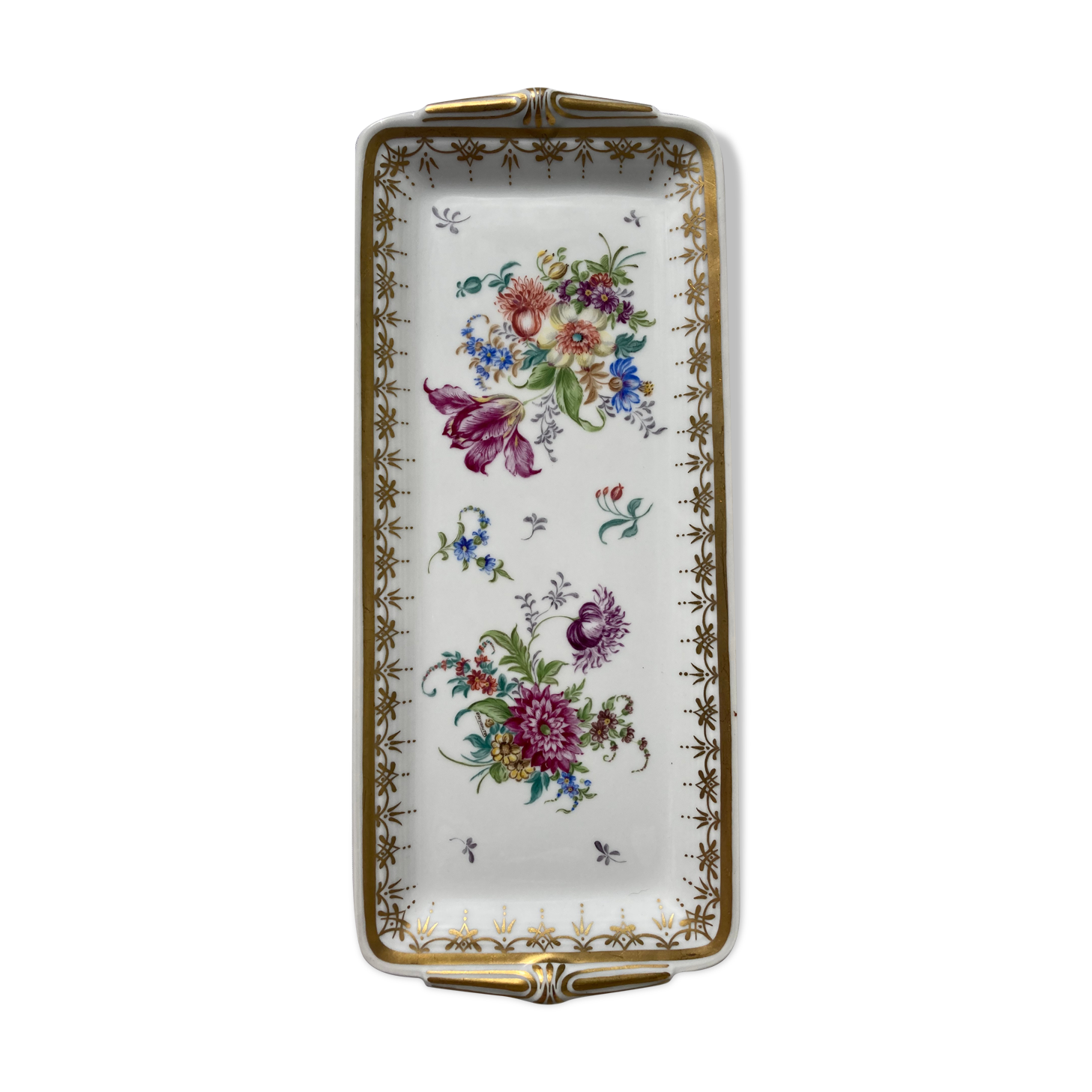 Limoges porcelain cake dish - ancient ceramic cake decorated with flowers