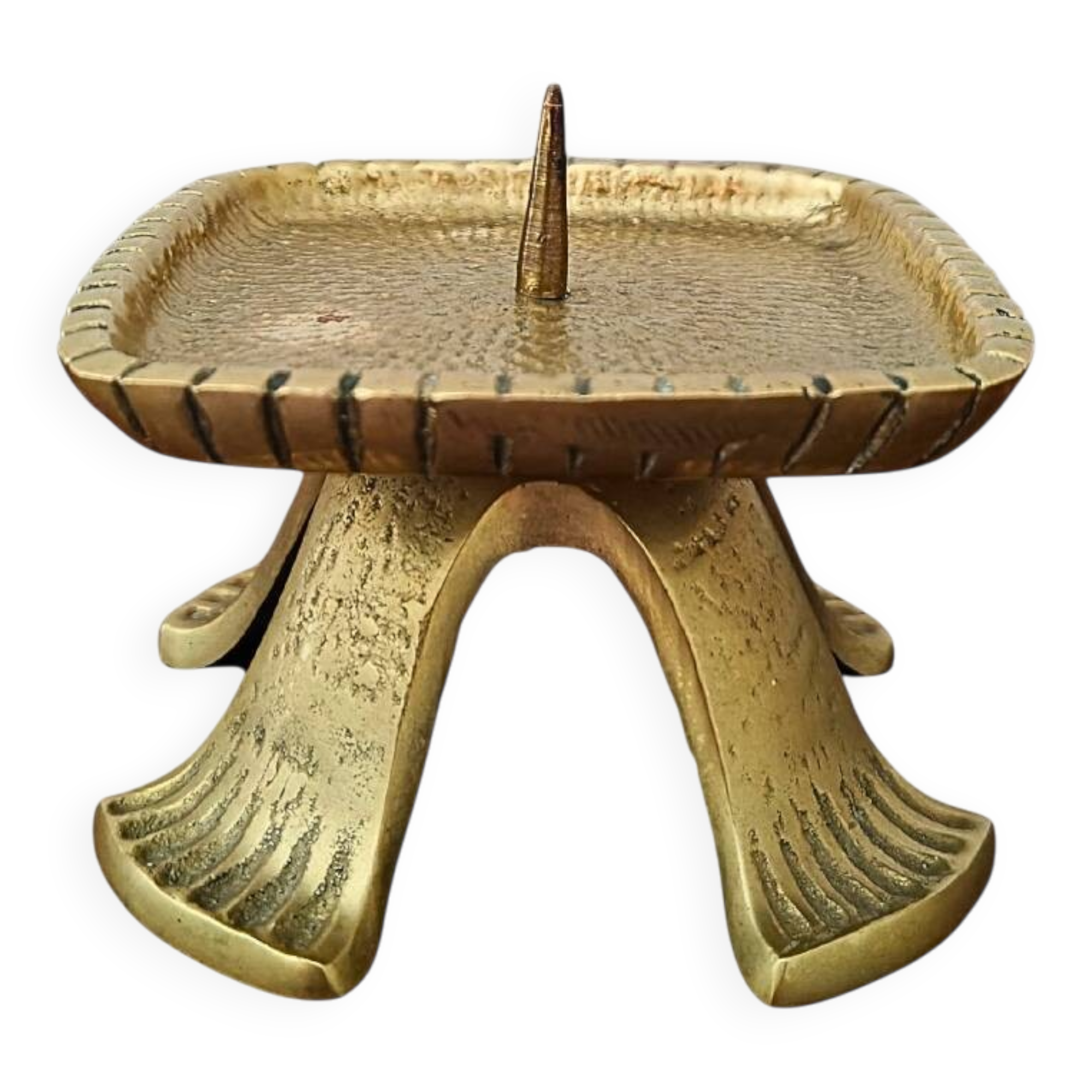 Bougeoir brutaliste en laiton