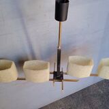 Arlus chandelier gold metal granite glass ep 1950