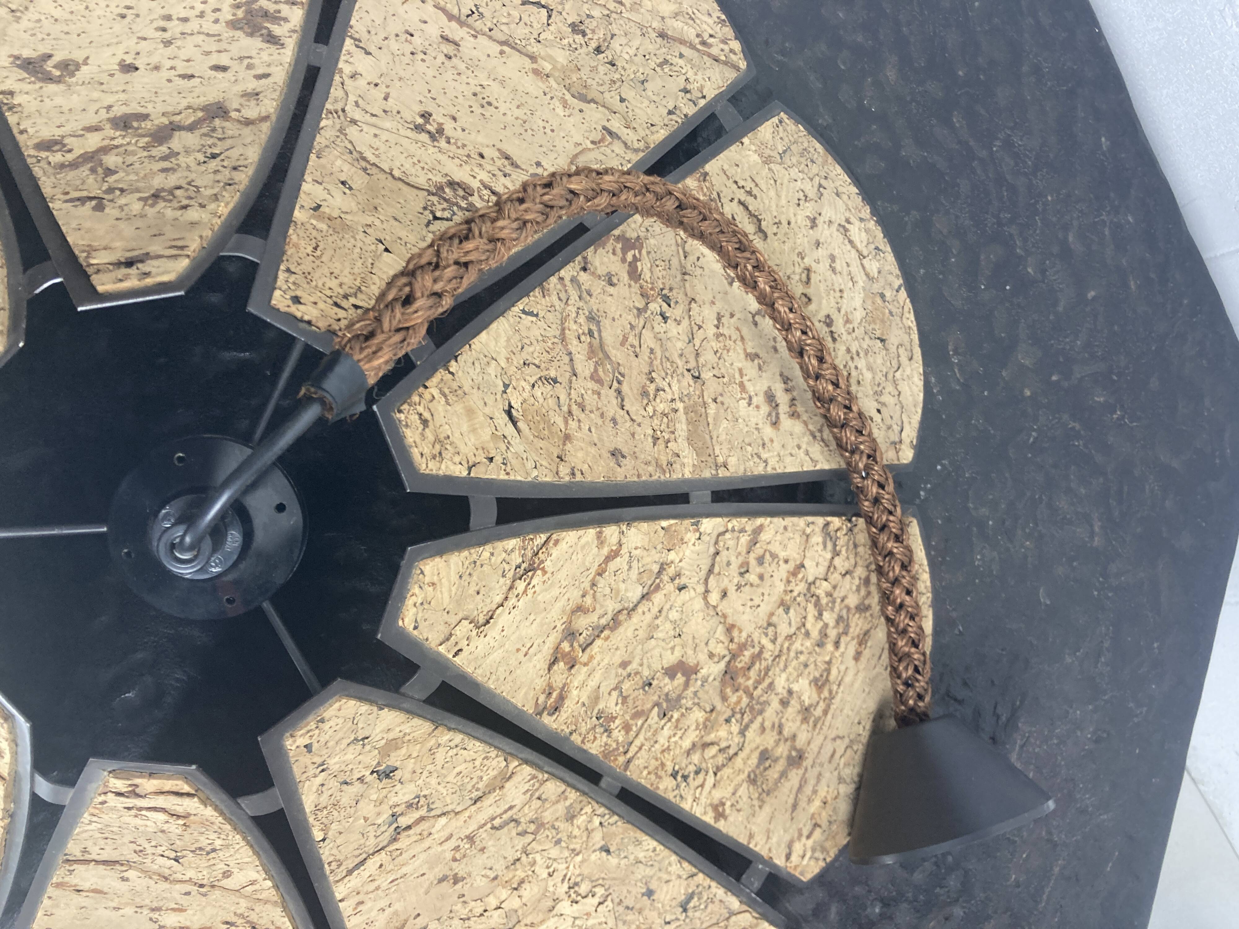 XL clover cork hanging pendant lamp, Germany 1970s