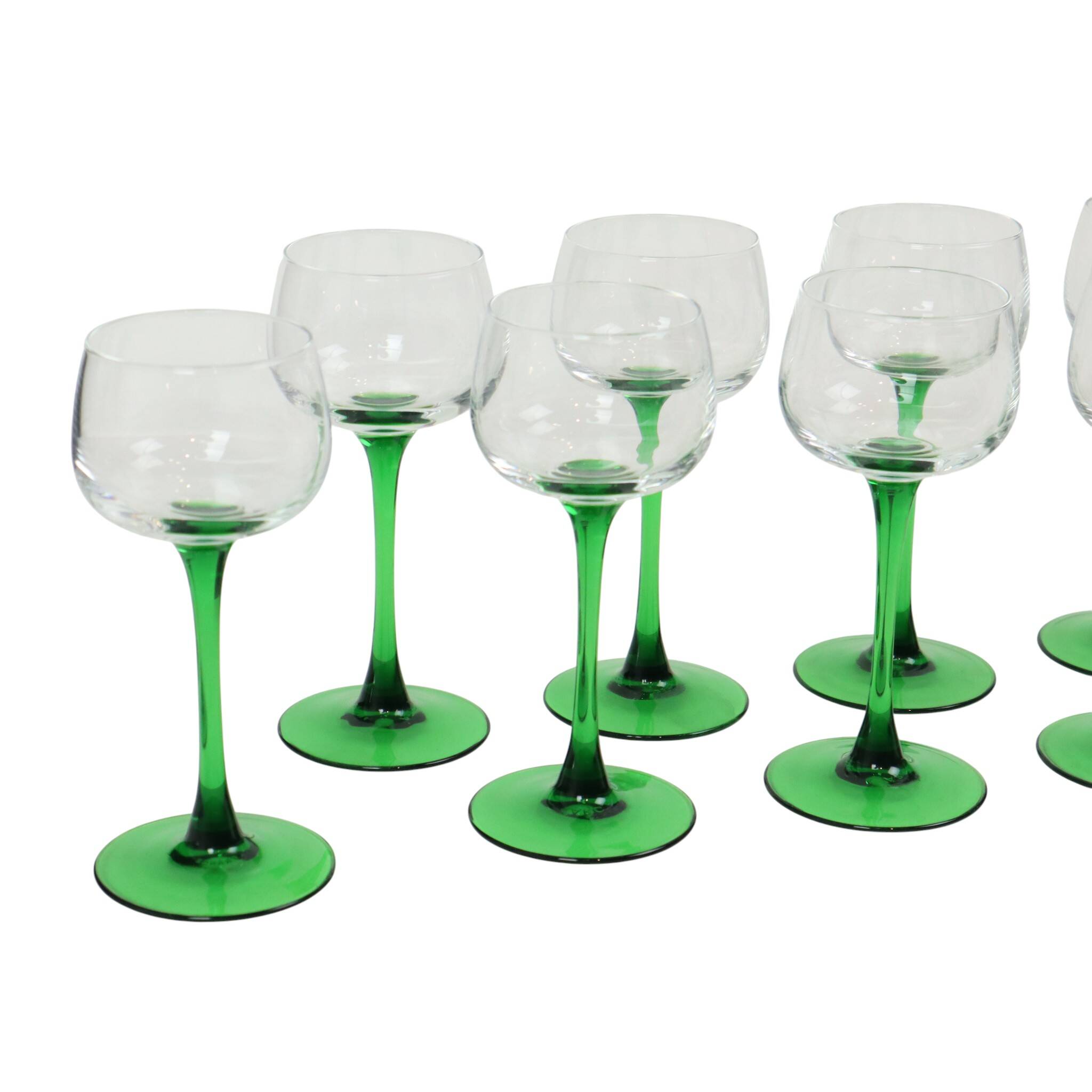 Lot de 10 verres à vin d'Alsace Vintage Luminarc Base Verte