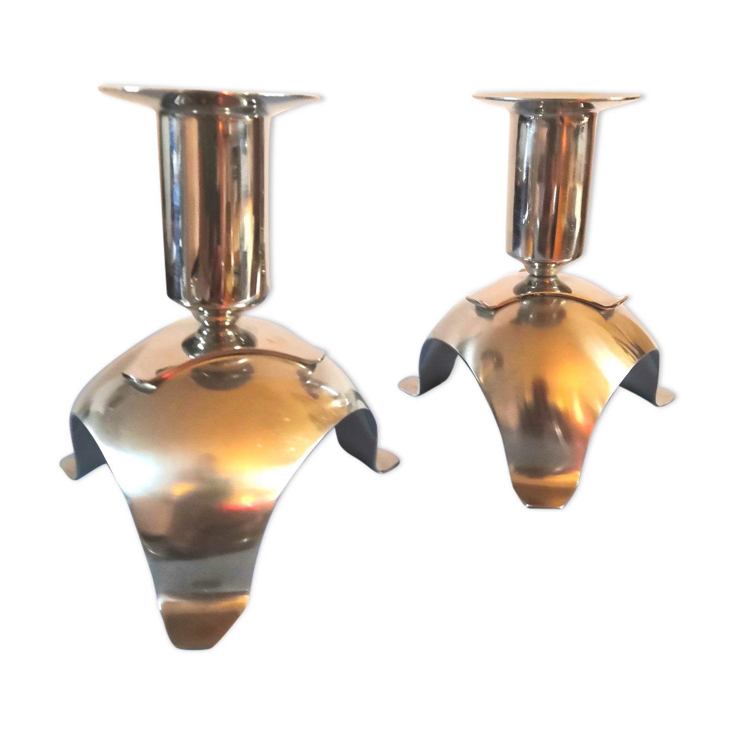 Pair of bouillet Bourdelle design candle holders, Lyon, 70s