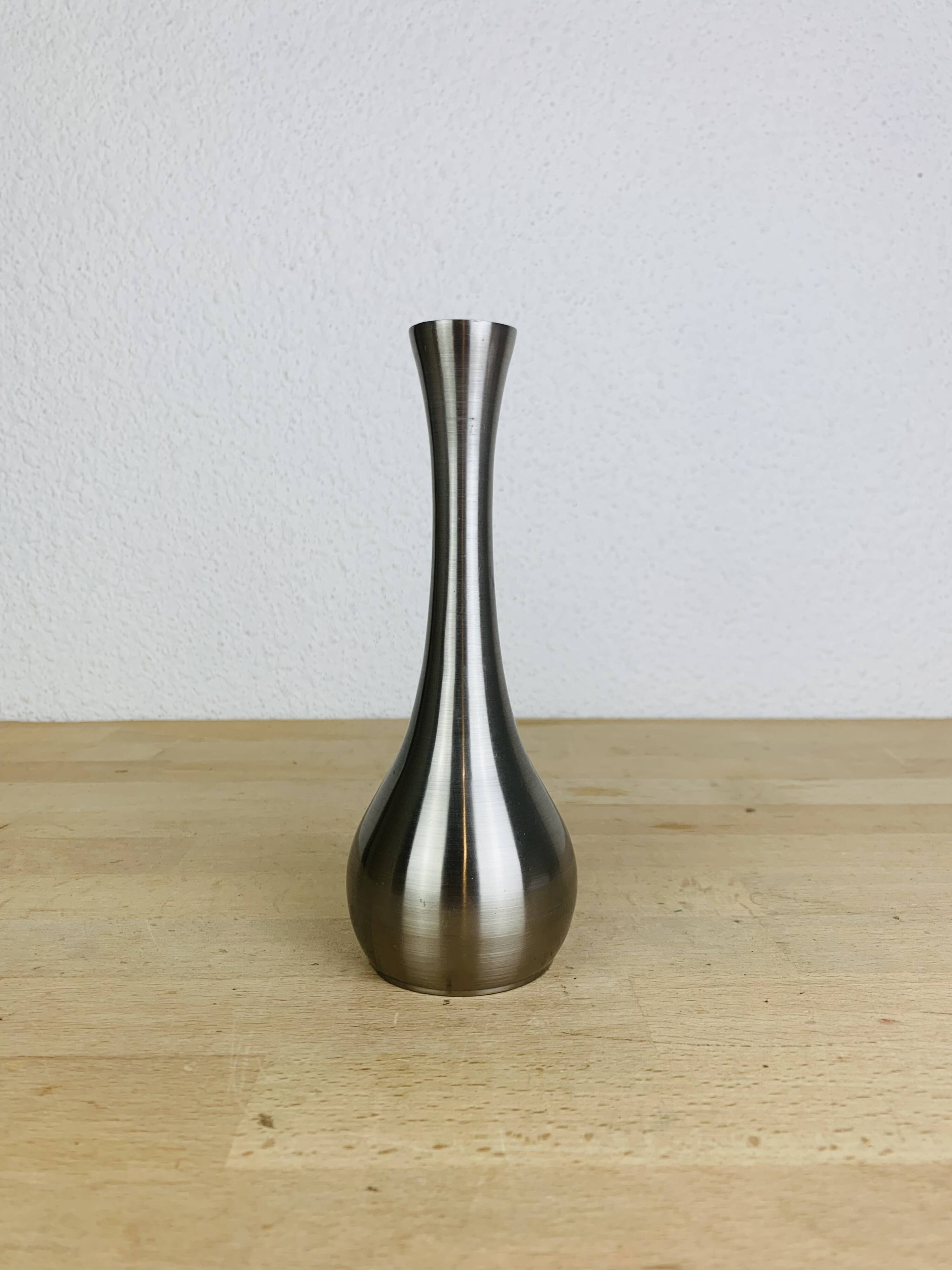 70s stainless steel vase, vintage, space age