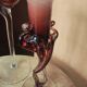 Set of three vintage blown glass candle holders Krosno Poland.